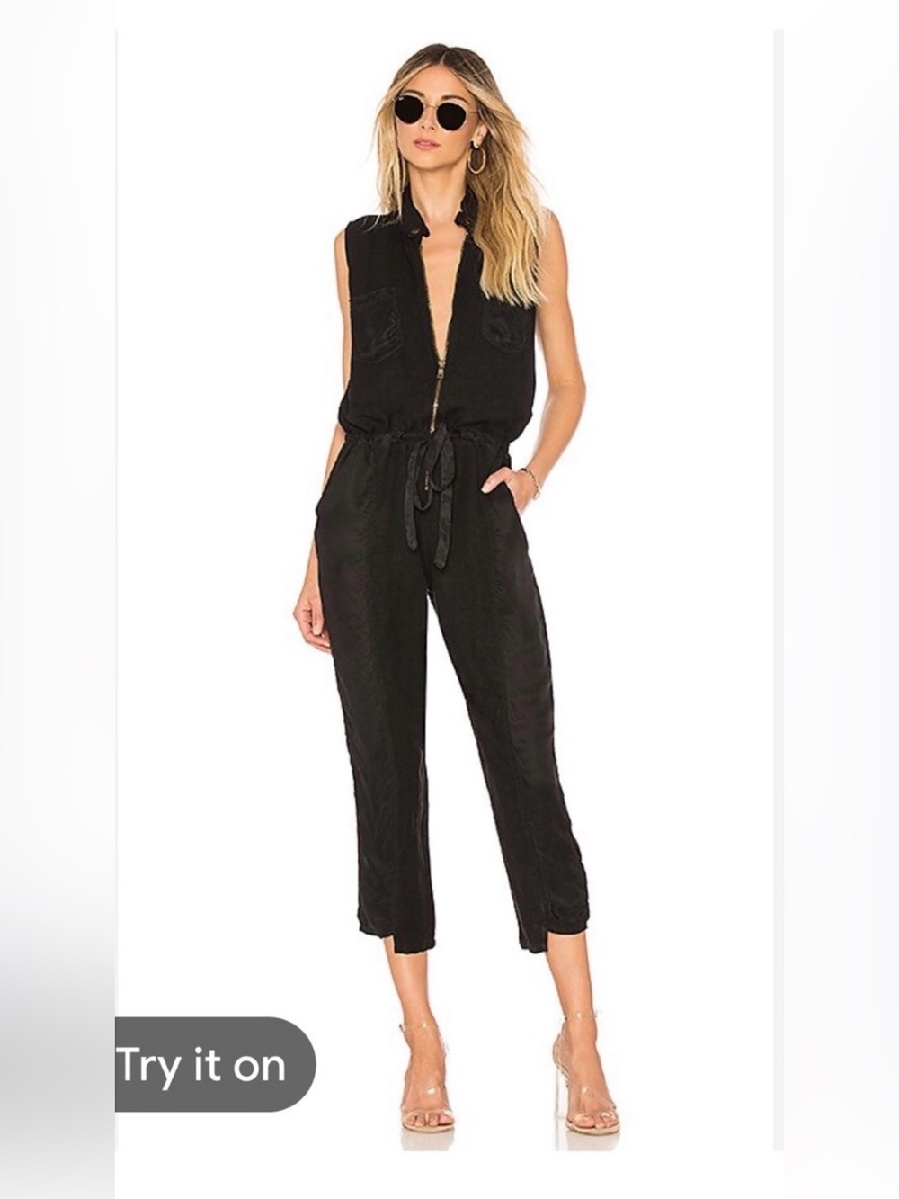 Young Fabulous & Broke Two-Tone Black and Slate Utility Cropped Jumpsuit